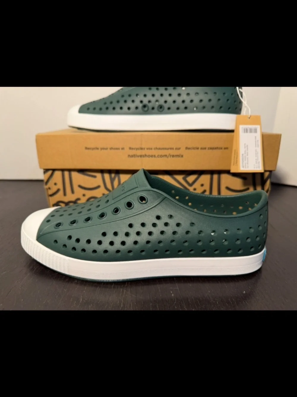 Native Jefferson Shoes Spooky Green/Shell White Big Kids US J4/EU 36